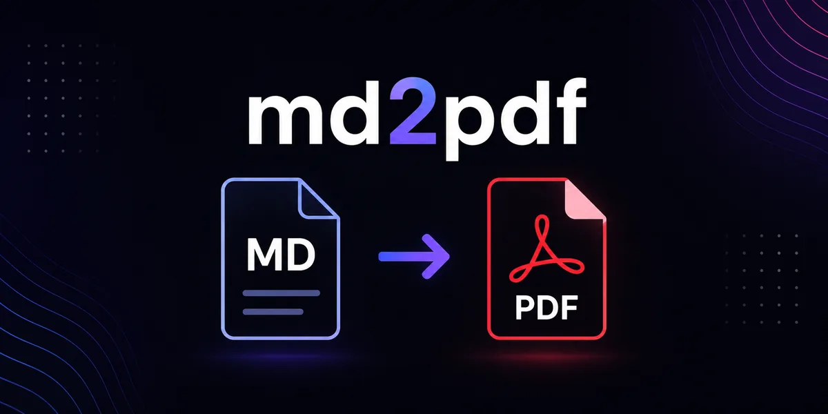 Bannière md2pdf — convertir du Markdown en PDF localement